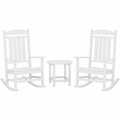 Polywood Presidential White Patio Set with South Beach Side Table and 2 Rocking Chairs 633PWS1661WH